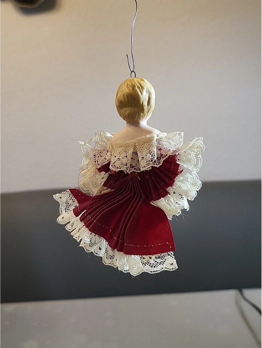 Vintage Porcelain Angel Girl HandmadeChristmas Ornament 4